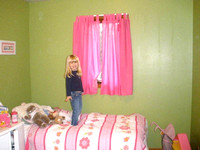 Adie with her new curtains I made for her room